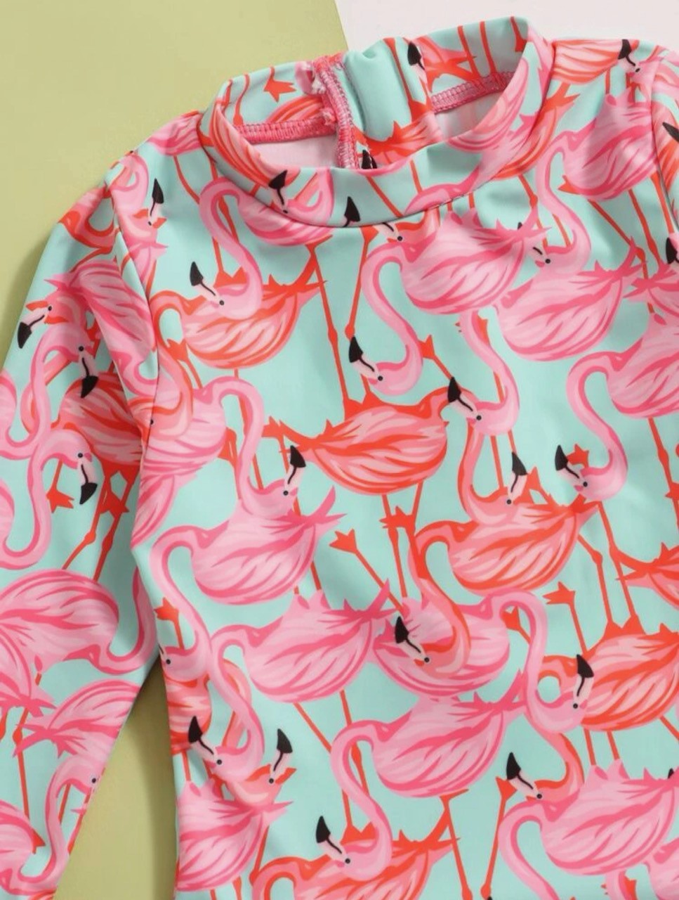 Flamingo's Forever Rashguard Swimsuit and Headband