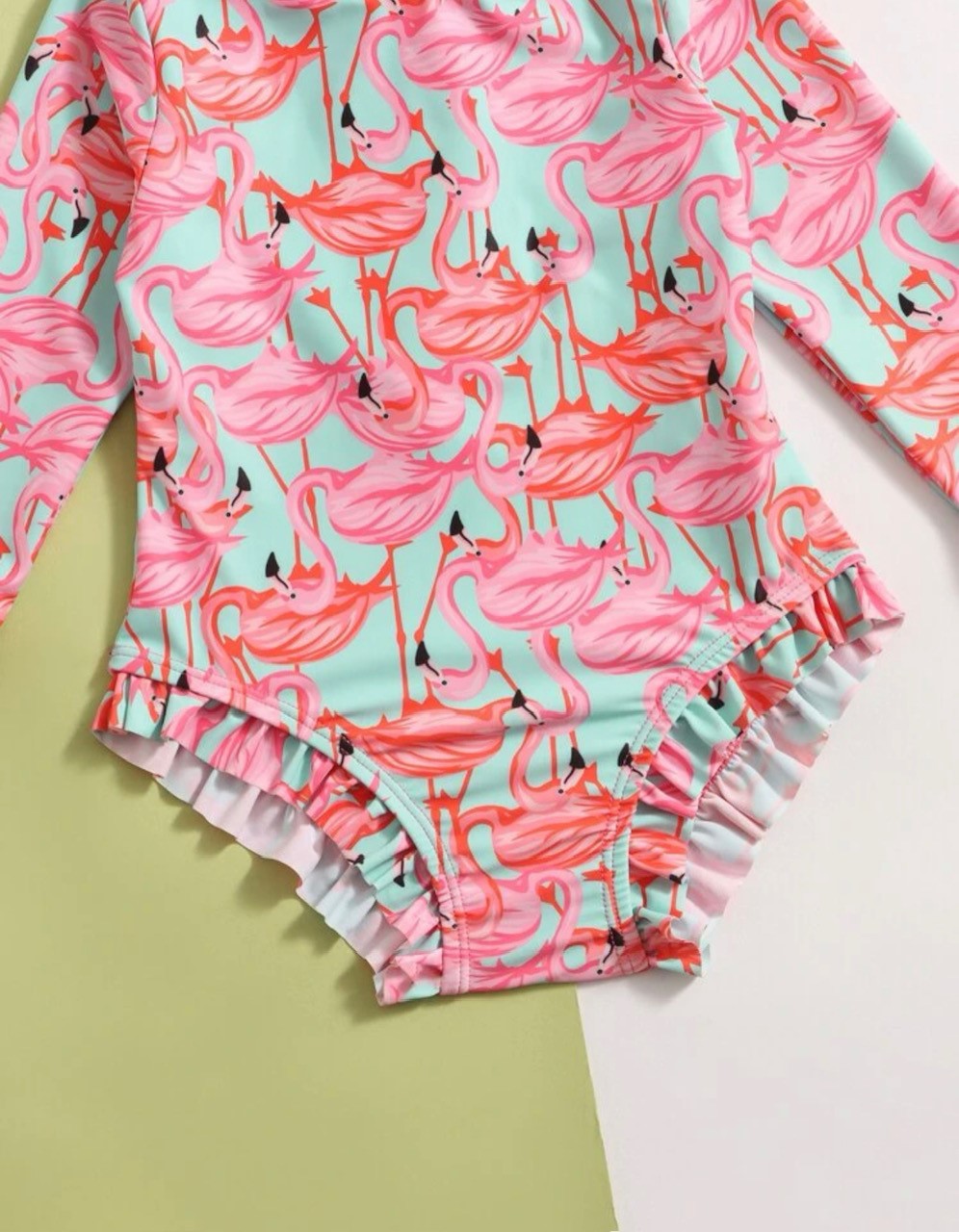 Flamingo's Forever Rashguard Swimsuit and Headband