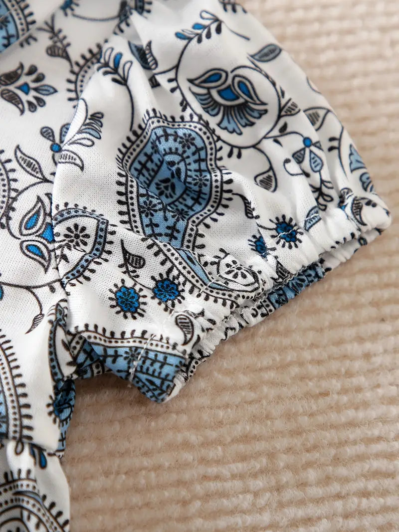Paisley Print Short Sleeve Dress
