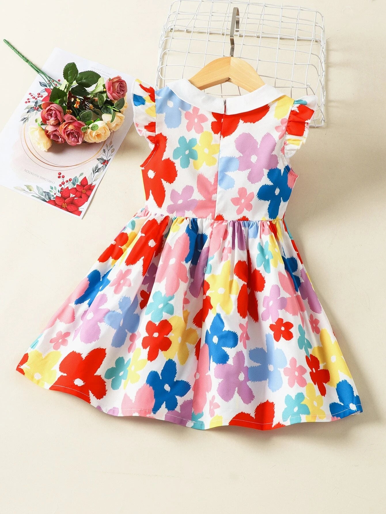 Spring Love-Large Floral A-Line Dress