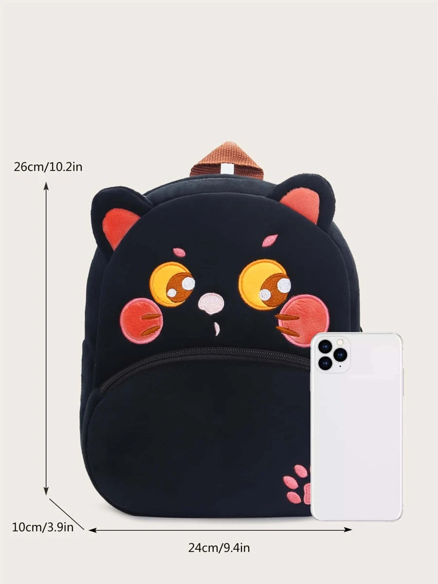 Black cat plush backpack