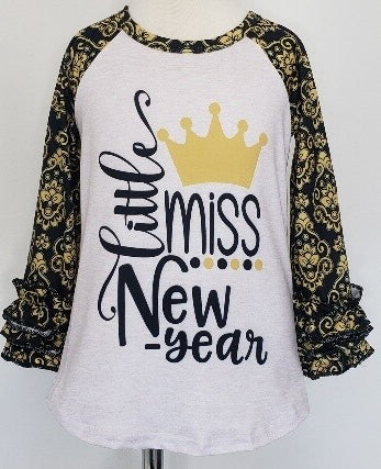 Little Miss New Year Raglan girl's shirt