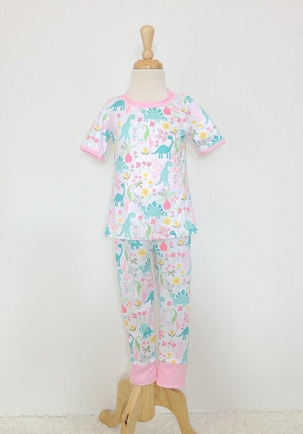 Pastel Dino-floral lounge wear