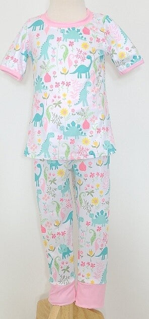 Pastel Dino-floral lounge wear