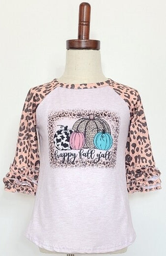 Happy Fall Y'all-Animal Print Pumpkin Raglan