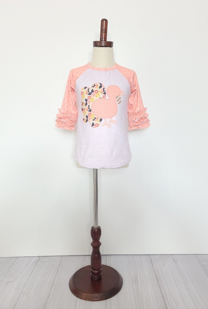 Coral Turkey Raglan Girls shirt