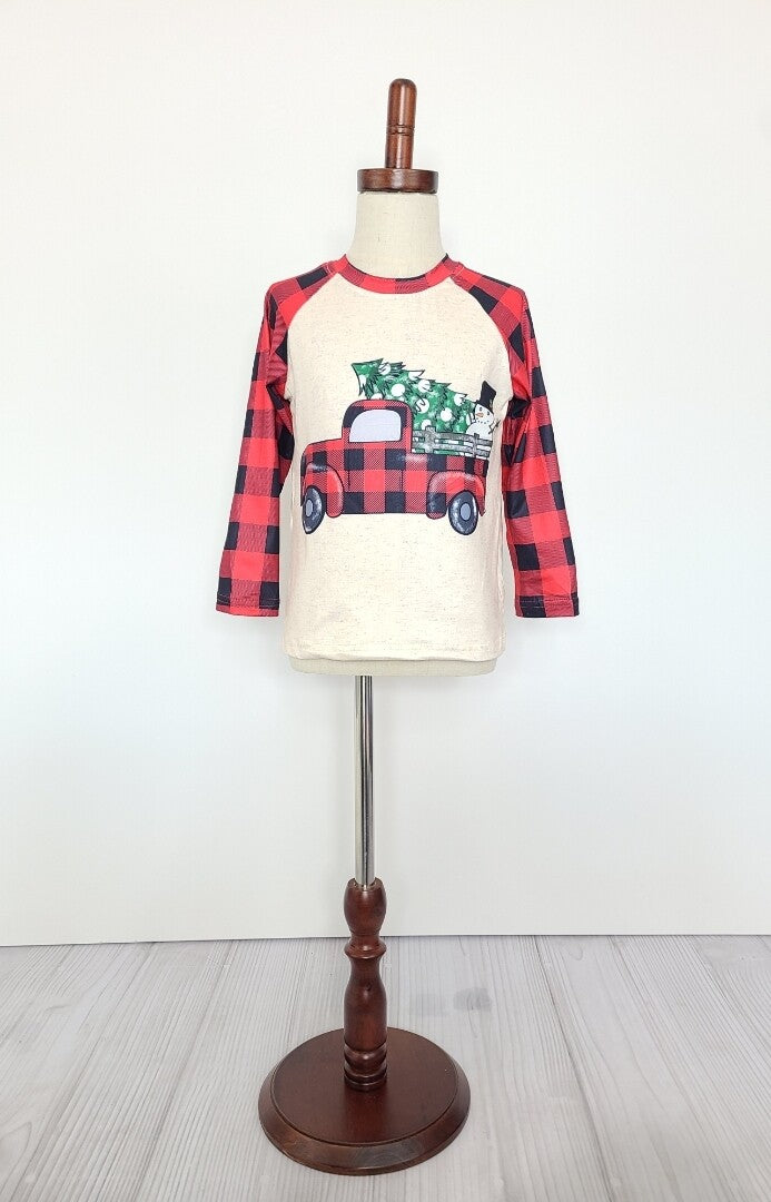 Buffalo Plaid Truck Raglan Boy's Shirt