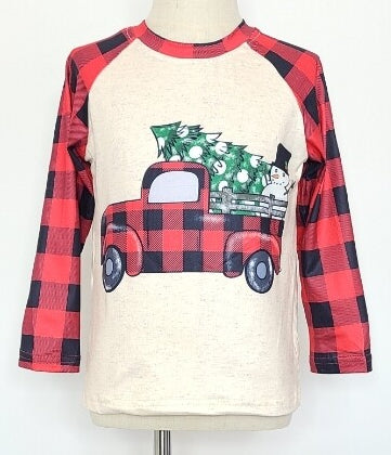 Buffalo Plaid Truck Raglan Boy's Shirt