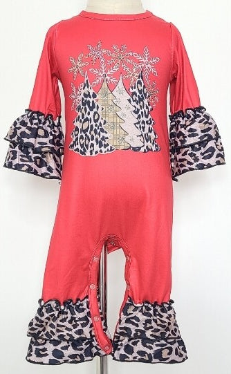 Leopard Fir infant girl's romper