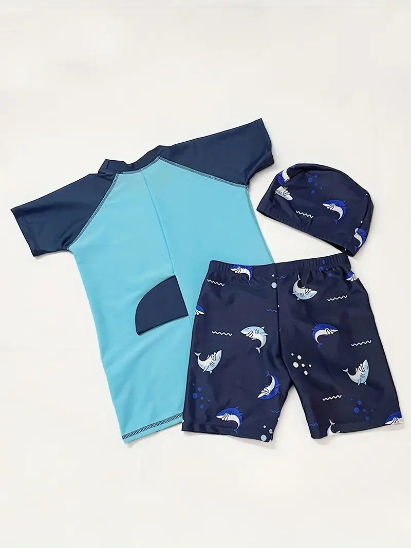 Shark Bite 3-piece Boy's rashguard Swimsuit