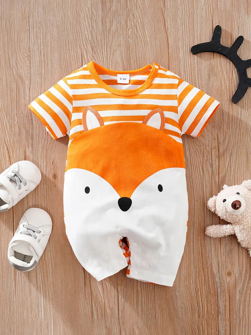 This Oh So Foxy- Shortie Romper is here to cuteness-overload your wardrobe! Your baby will be jumpin' for joy when they slip into this adorable foxy romper, featuring a snap crotched & striped fabric, for optimal comfort and a rounded neck for extra sass. Get ready to be foxy-fied!