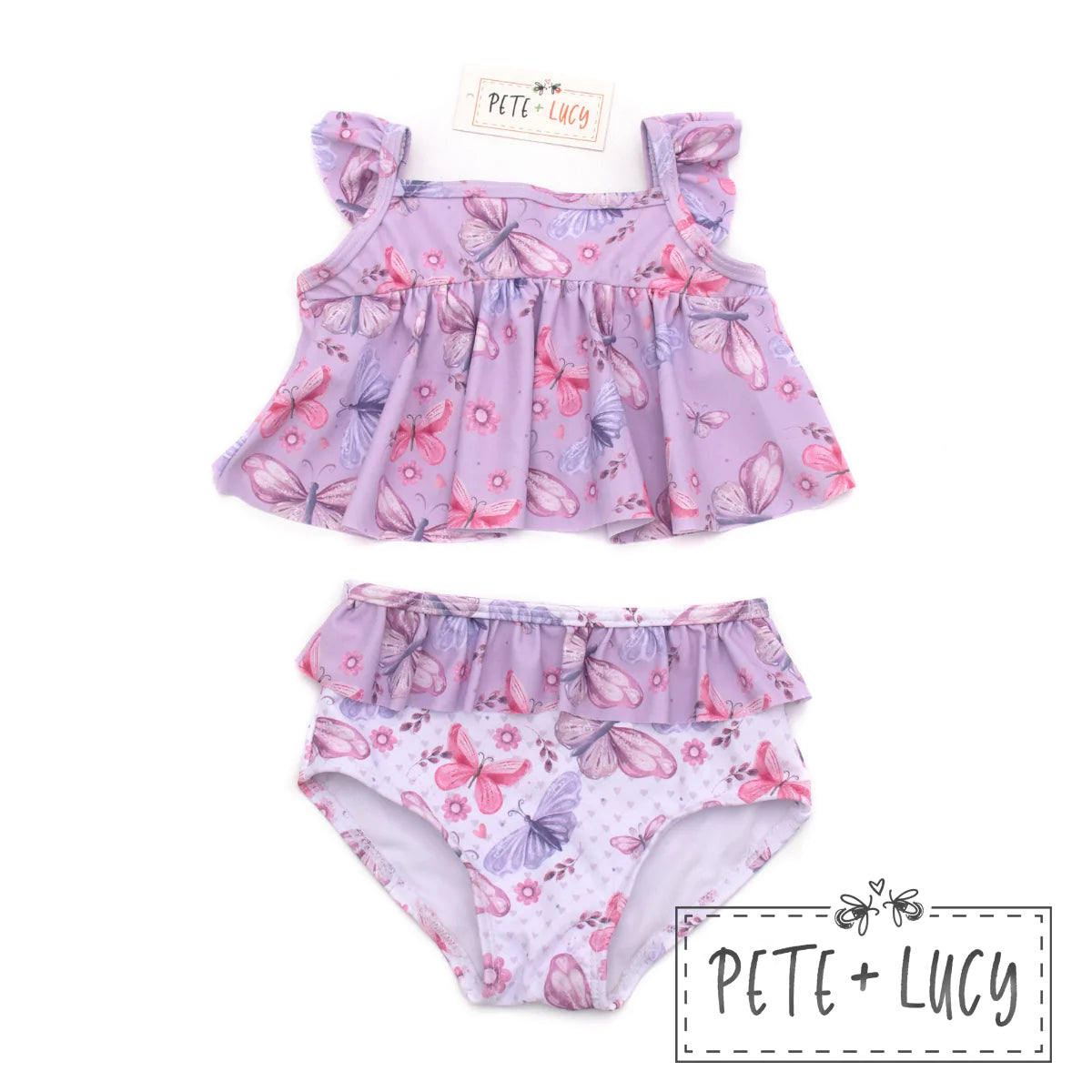 Lilac butterfly 2 pc swim suit