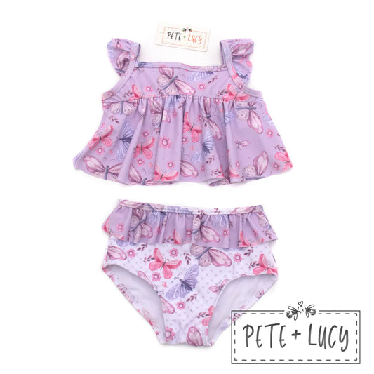 Lilac butterfly 2 pc swim suit