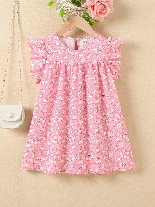 This beautiful floral print dress is the perfect addition to your little one's wardrobe this spring/summer. We love the tiny floral print, the dainty ruffle sleeve and the empire style silhouette. So pretty!!