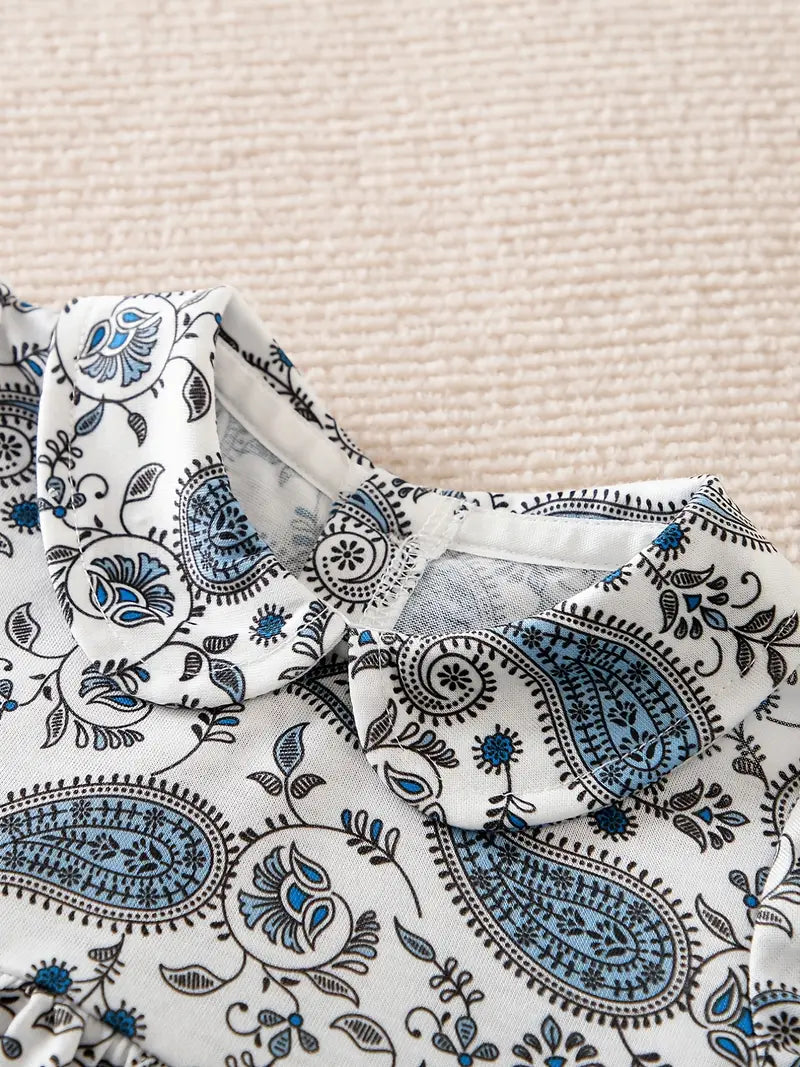 Paisley Print Short Sleeve Dress