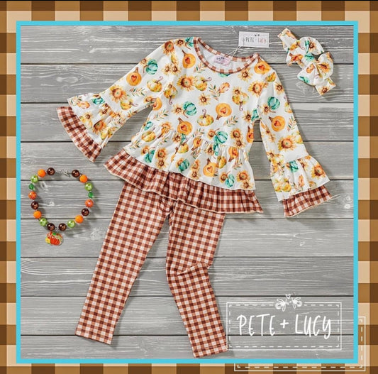 Pumpkin Love Ruffle sleeve pant set