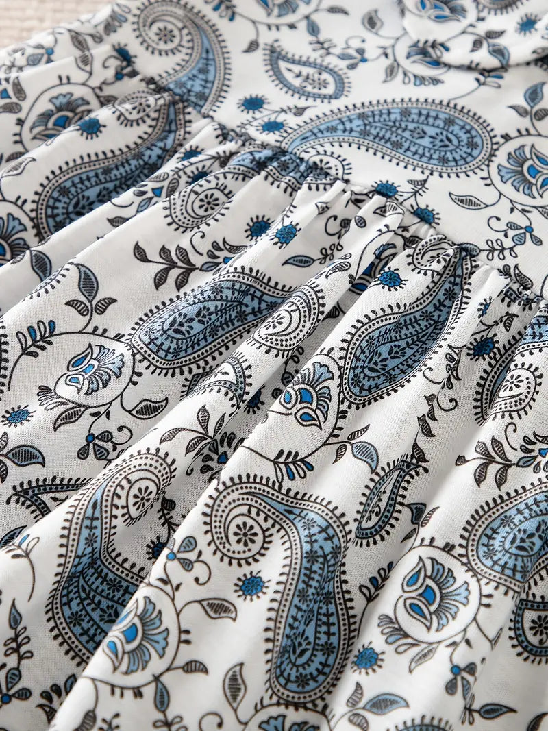 Paisley Print Short Sleeve Dress