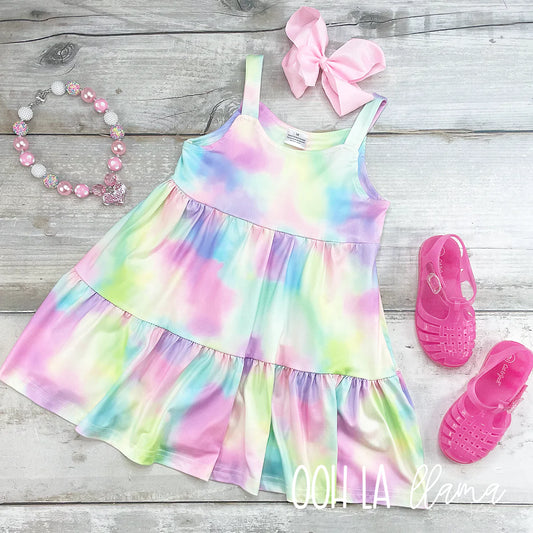 Oh so sweet, this colorful tie die sundress is perfect for those warm weather days! Throw on a pair of leggings for a totally different look, love this!!