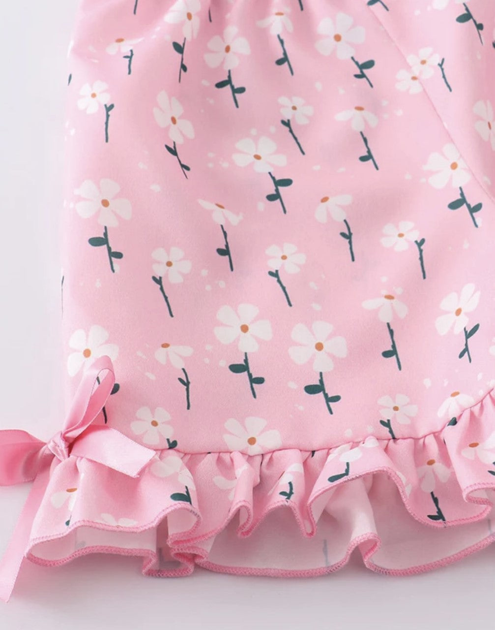 Pink Floral and Lamb Smocked 2-piece Short Set