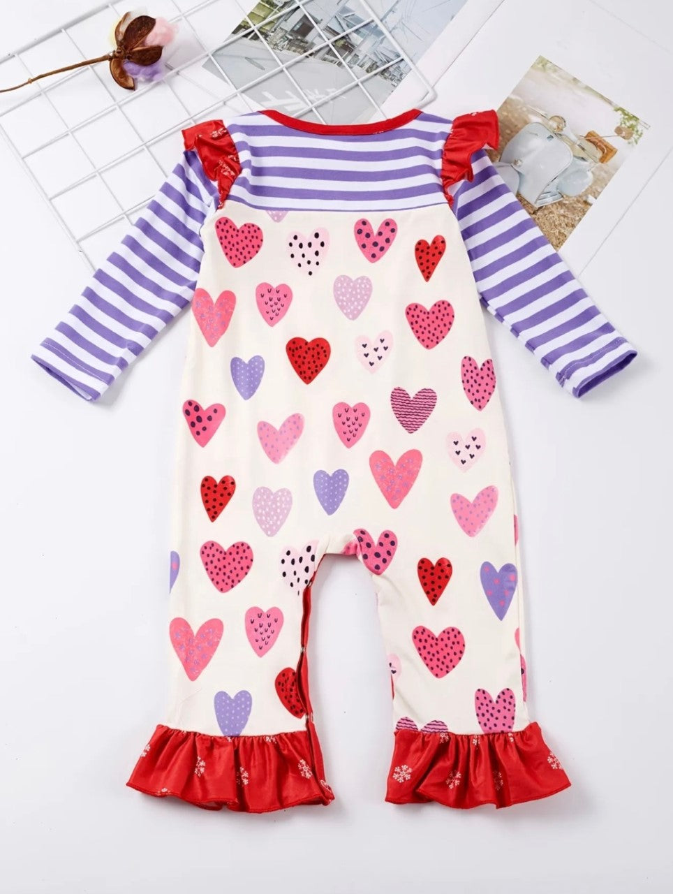 Polka Dot Hearts Infant Girl's Romper